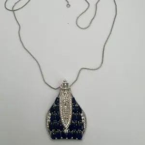 COLAR NOSSA SENHORA APARECIDA - CRISTAL AZUL -  MICROZIRCONIAS BRANCAS - PRATA 925