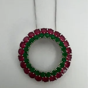 COLAR MANDALA CRISTAL ESMERALDA E RUBI
