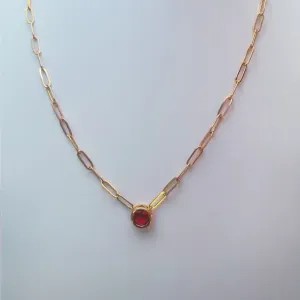 Colar cristal rubi redondo