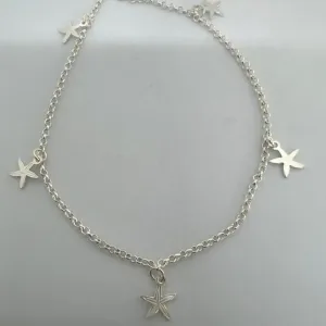 TORNOZELEIRA PRATA 925 PINGENTES DE ESTRELA
