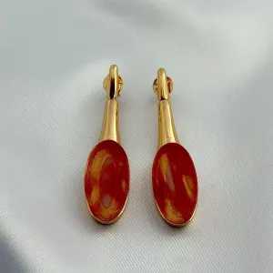 BRINCO CRISTAL LARANJA - BANHO DE OURO 18K