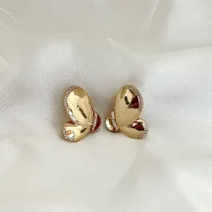 BRINCO BORBOLETA - ZIRCONIAS BRANCA -  BANHO OURO 18K