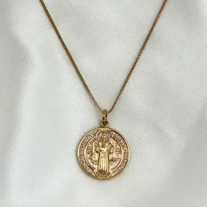 COLAR PINGENTE SÃO BENTO - BANHO OURO 18K