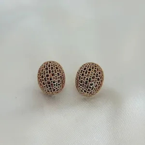 BRINCO OVAL - CRAVEJADO ZIRCONIAS COLORIDAS - BANHO OURO 18K