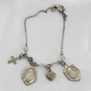 PULSEIRA COM MEDALHAS E PEDRINHAS COLORIDAS - PRATA 925