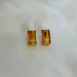 BRINCO PEDRA AMARELA - BANHO OURO 18K
