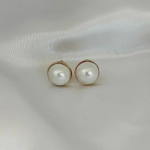 BRINCO MEIA PEROLA - BANHO OURO 18K