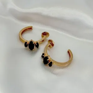 BRINCO ARGOLA - PEDRA ONIX - BANHO OURO 18K