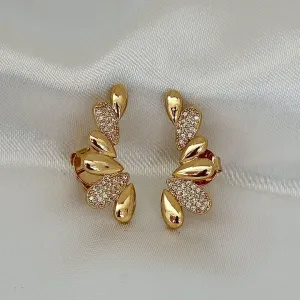 BRINCO VARIAS GOTAS LISA E COM ZIRCONIA - BANHO OURO 18K