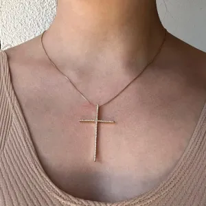 COLAR CRUZ ZIRCONIAS - BANHO DE OURO 18K