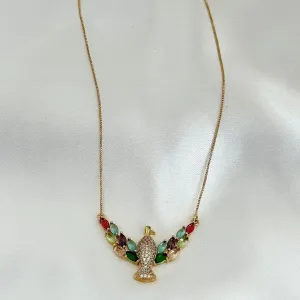 COLAR PEDRAS COLORIDAS - ESPIRITO SANTO - BANHO OURO 18K