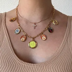 COLAR MEDALHAS SANTOS - BANHO DE OURO 18K