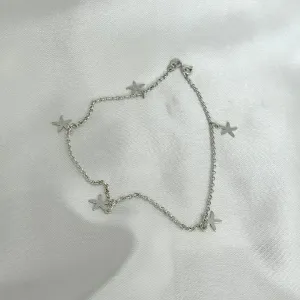 TORNOZELEIRA PRATA 925 PINGENTES DE ESTRELA