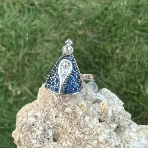 ANEL NOSSA SENHORA APARECIDA - MICROZIRCONIAS - PRATA 925