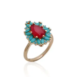ANEL CRISTAL NANO TURQUESA - BANHO OURO 18K