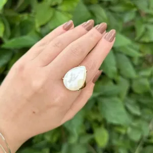 ANEL GOTA - MADREPEROLA - BANHO OURO 18K