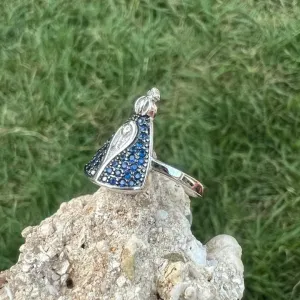 ANEL NOSSA SENHORA APARECIDA - MICROZIRCONIAS - PRATA 925