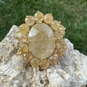 ANEL PEDRA MUTILADA - BANHO OURO 18K