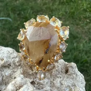 ANEL PEDRA MUTILO - BANHO OURO 18K