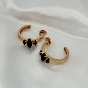BRINCO ARGOLA - PEDRA ONIX - BANHO OURO 18K