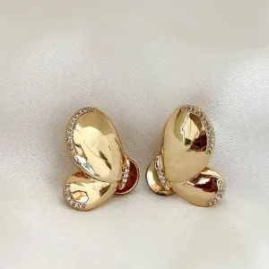 BRINCO BORBOLETA - ZIRCONIAS BRANCA -  BANHO OURO 18K