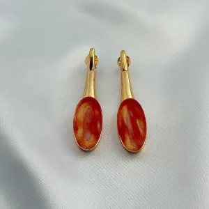 BRINCO CRISTAL LARANJA - BANHO DE OURO 18K