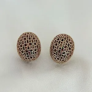 BRINCO OVAL - CRAVEJADO ZIRCONIAS COLORIDAS - BANHO OURO 18K
