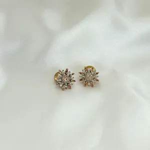 BRINCO TOPAZIO ROSA - CRAVEJADO ZIRCONIAS BRANCAS - BANHO OURO 18K