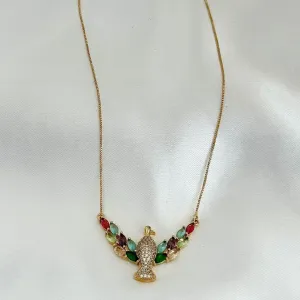 COLAR PEDRAS COLORIDAS - ESPIRITO SANTO - BANHO OURO 18K