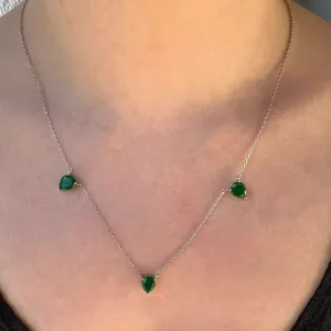 COLAR REGULAVEL - GOTA CRISTAL ESMERALDA - BANHO RODIO BRANCO