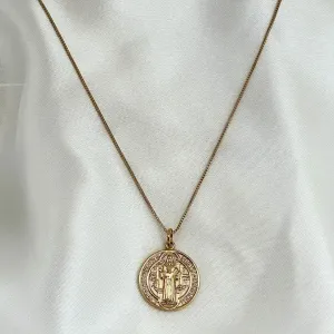 COLAR PINGENTE SÃO BENTO - BANHO OURO 18K