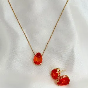 CONJUNTO GOTA LARANJA - BANHO OURO 18K