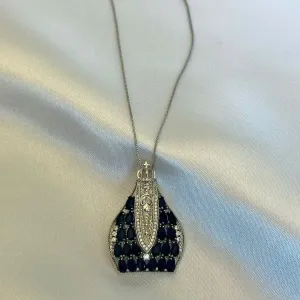 COLAR NOSSA SENHORA APARECIDA - CRISTAL AZUL -  MICROZIRCONIAS BRANCAS - PRATA 925