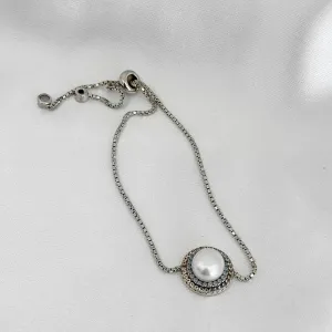 PULSEIRA NANO OPALA - PEROLA - BANHO RODIO BRANCO