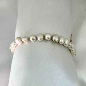 PULSEIRA PÉROLAS IRREGULARES - BANHO OURO 18K