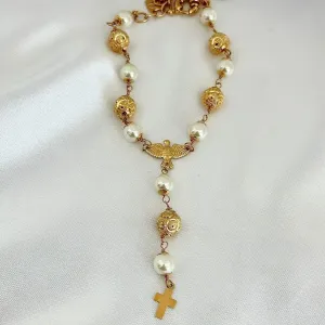 PULSEIRA ESPIRITO SANTO - PEROLA - BANHO OURO 18K