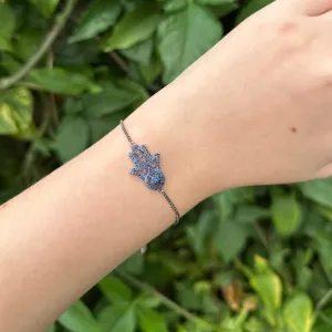 PULSEIRA REGULAVEL - MÃO DE FATIMA - BANHO RODIO NEGRO