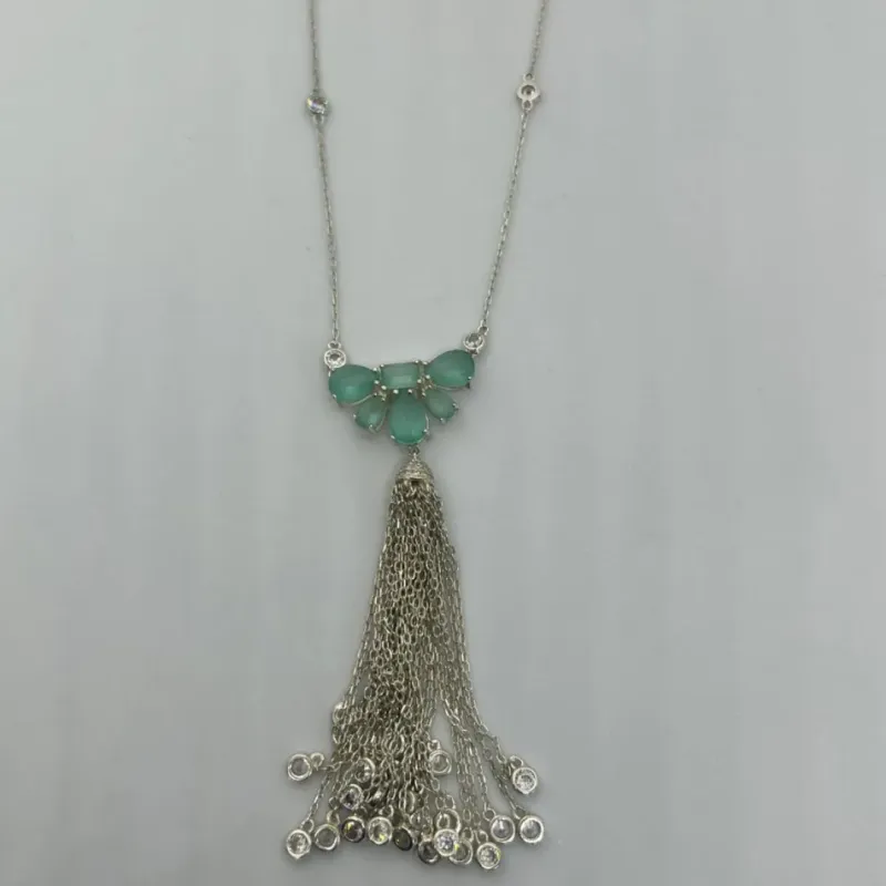 COLAR PRATA 925 MEIA FLOR COM TASSEL