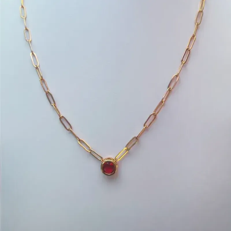 Colar cristal rubi redondo