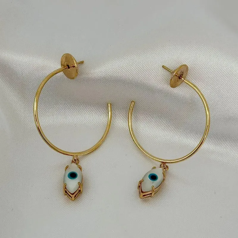 BRINCO ARGOLA - OLHO GREGO - BANHO OURO 18K