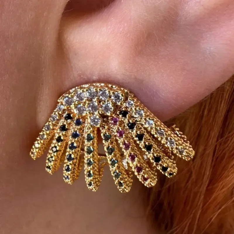 BRINCO ZIRCONIAS COLORIDAS - BANHO OURO 18K