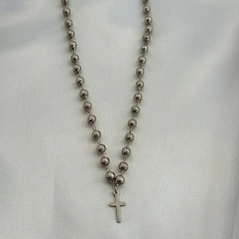 COLAR CHOCKER - ESFERAS CRUZ - PRATA 925