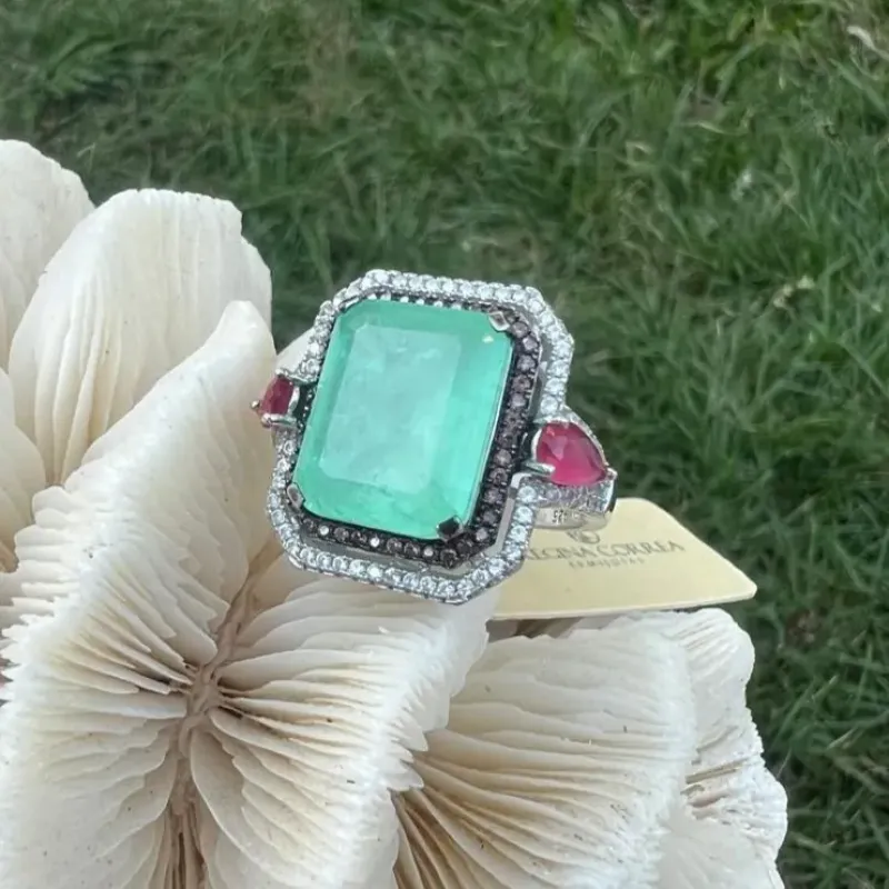 ANEL PEDRA FUSION TURMALINA - CRAVEJADO ZINCONIA - BANHO RODIO BRANCO ANEL PEDRA FUSION TURMALINA - CRAVEJADO ZINCONIA - BANHO RODIO BRANCO