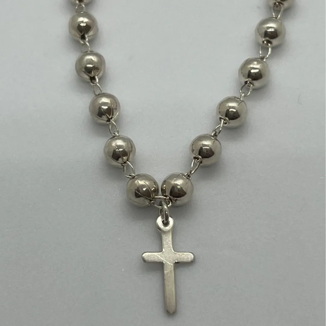 COLAR PRATA 925 CHOCKER ESFERAS E CRUZ