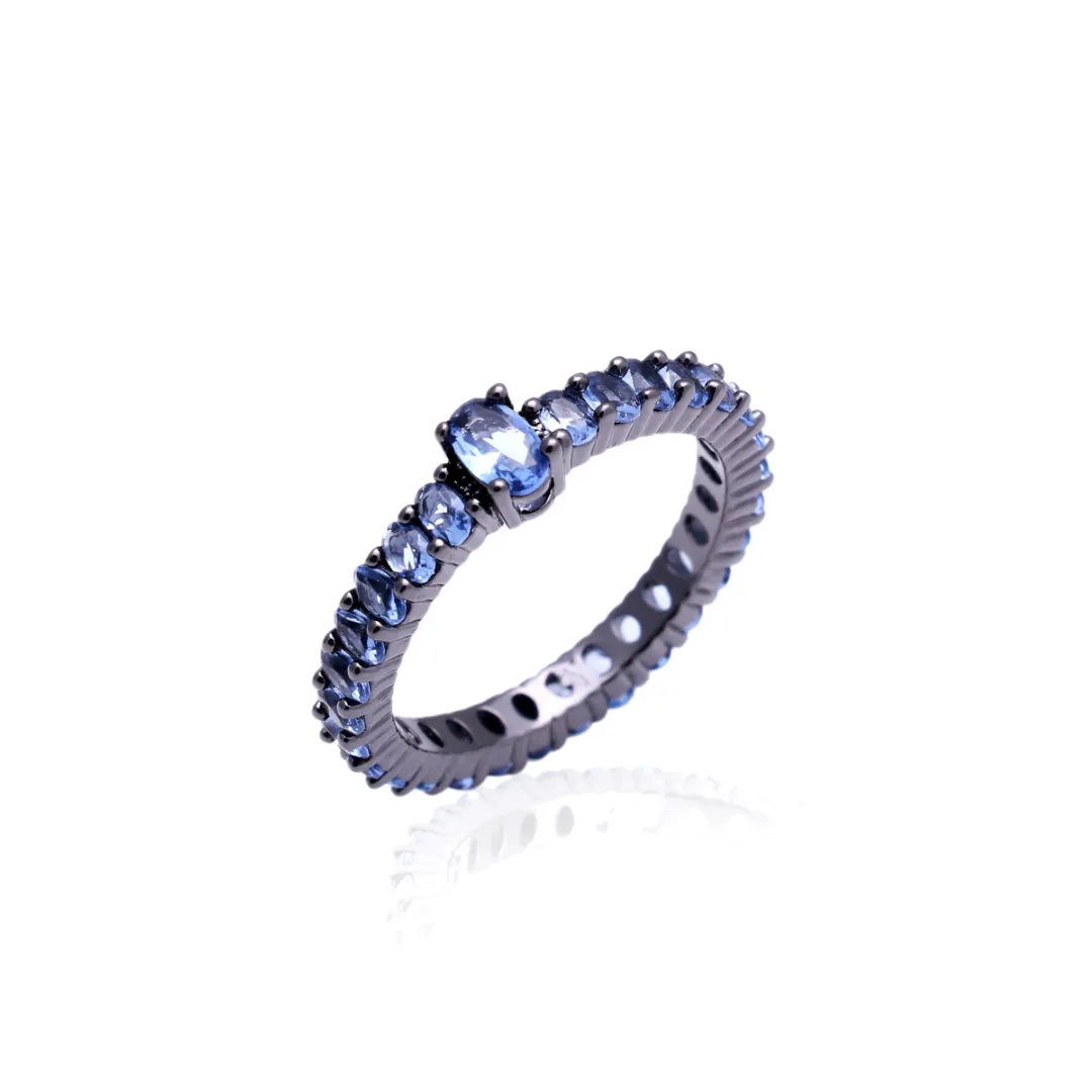 ANEL CRISTAL TANZANITA RODIO NEGRO