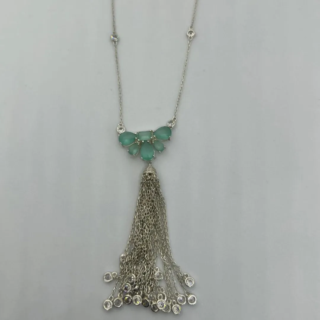COLAR PRATA 925 MEIA FLOR COM TASSEL