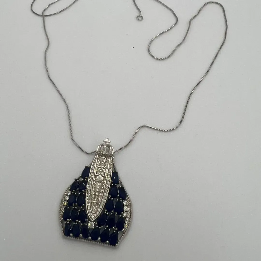 COLAR PRATA 925 NOSSA SENHORA APARECIDA CRAVEJADA DE ZIRCONIAS COM EXTENSOR