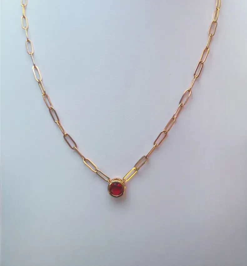 Colar cristal rubi redondo
