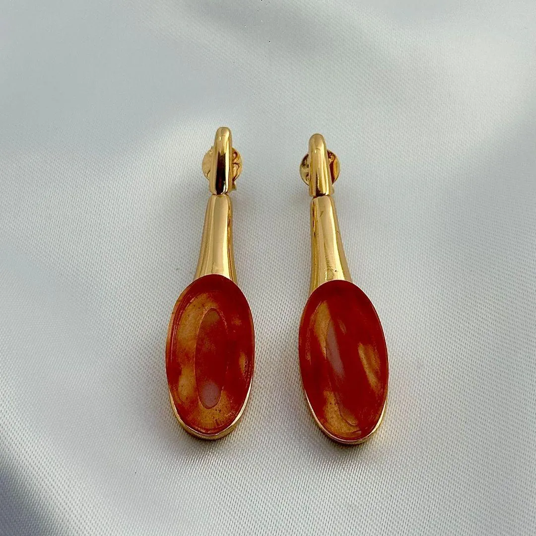 BRINCO CRISTAL LARANJA - BANHO DE OURO 18K