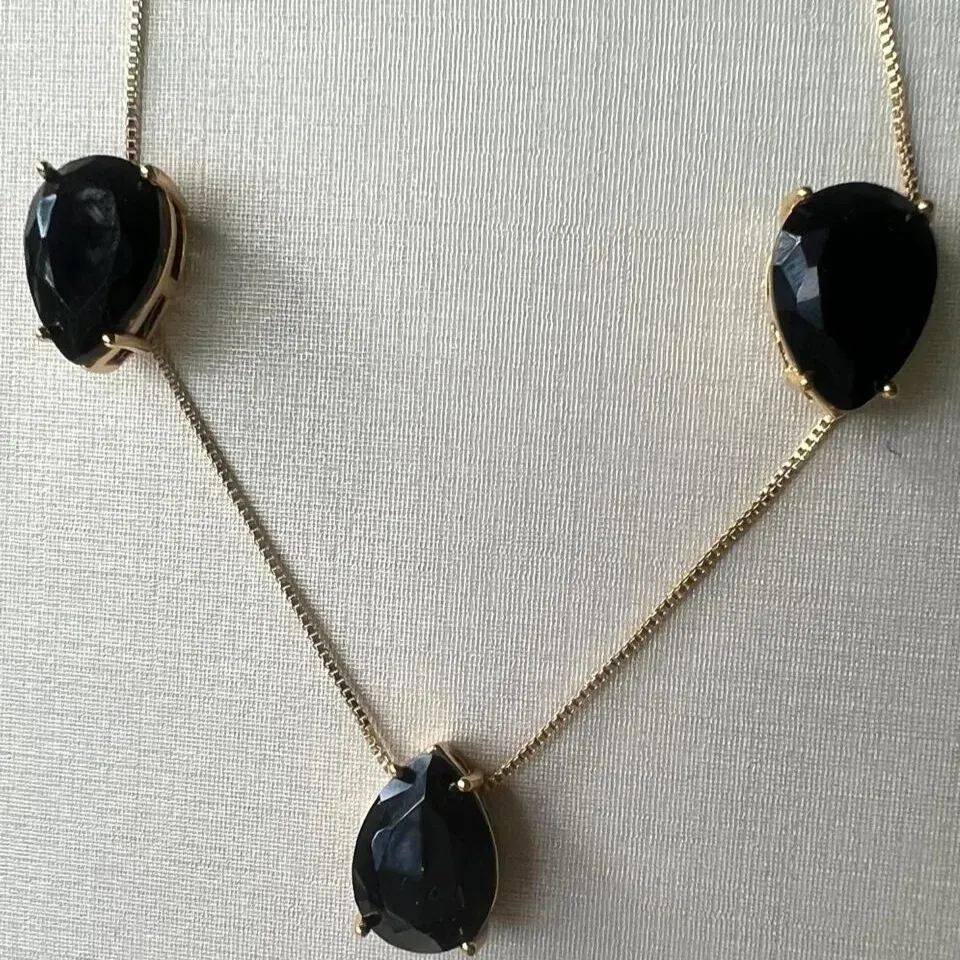 CONJUNTO GOTA ONIX - BANHO OURO 18K